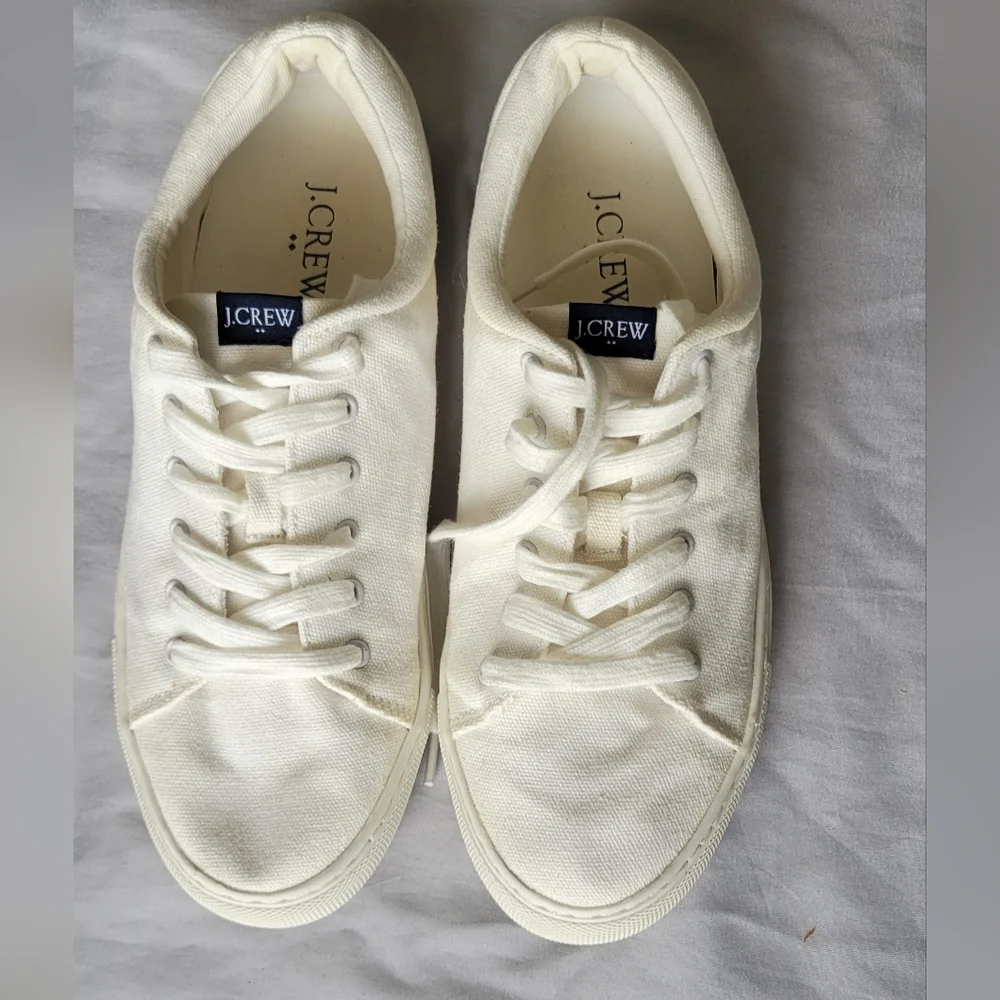 J.Crew White Road Trip Canvas Sneakers Womens Size 7H Casual Low Top Tennis Shoe
